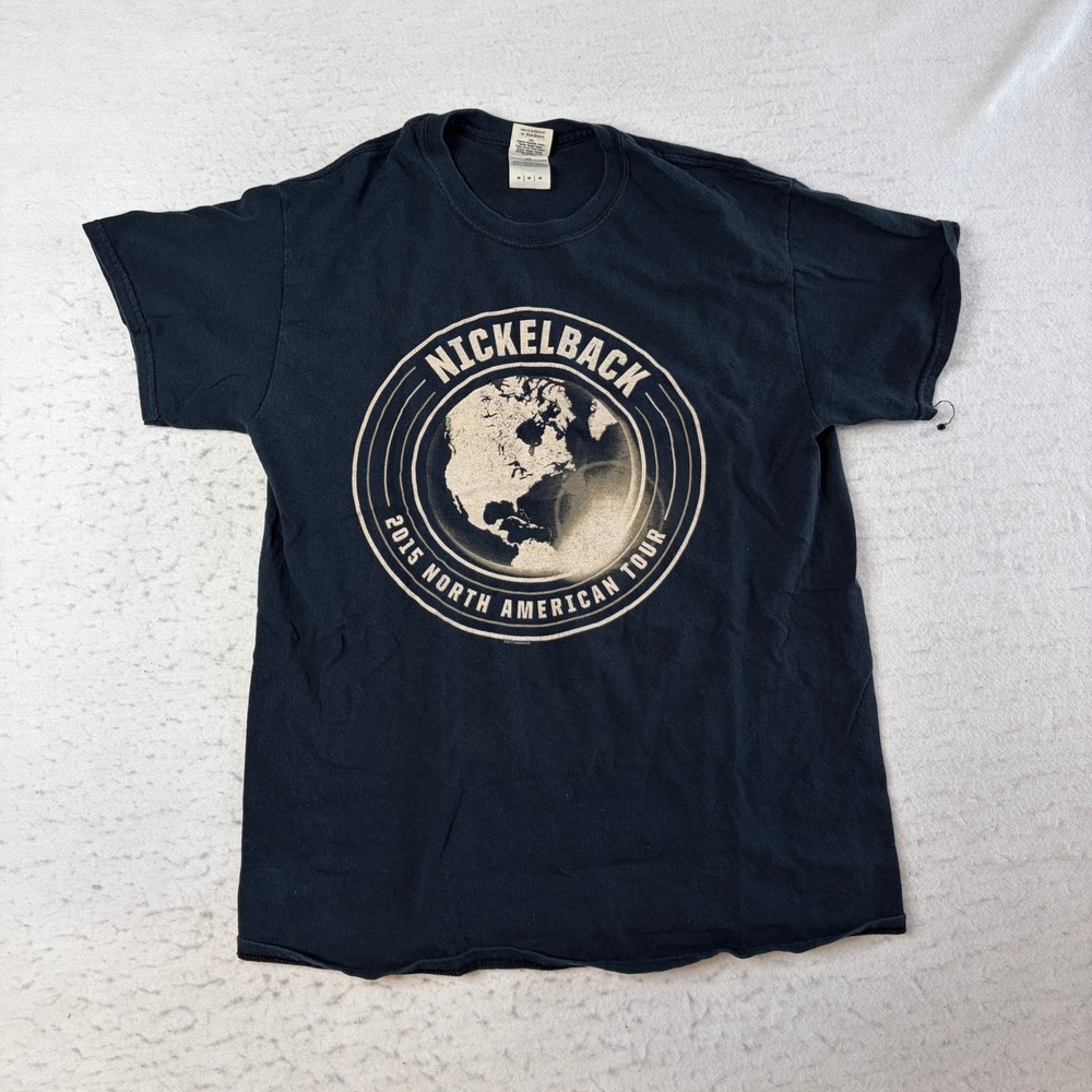Gildan T-Shirt Mens Medium Black Nickelback 2015 North American Tour Graphic